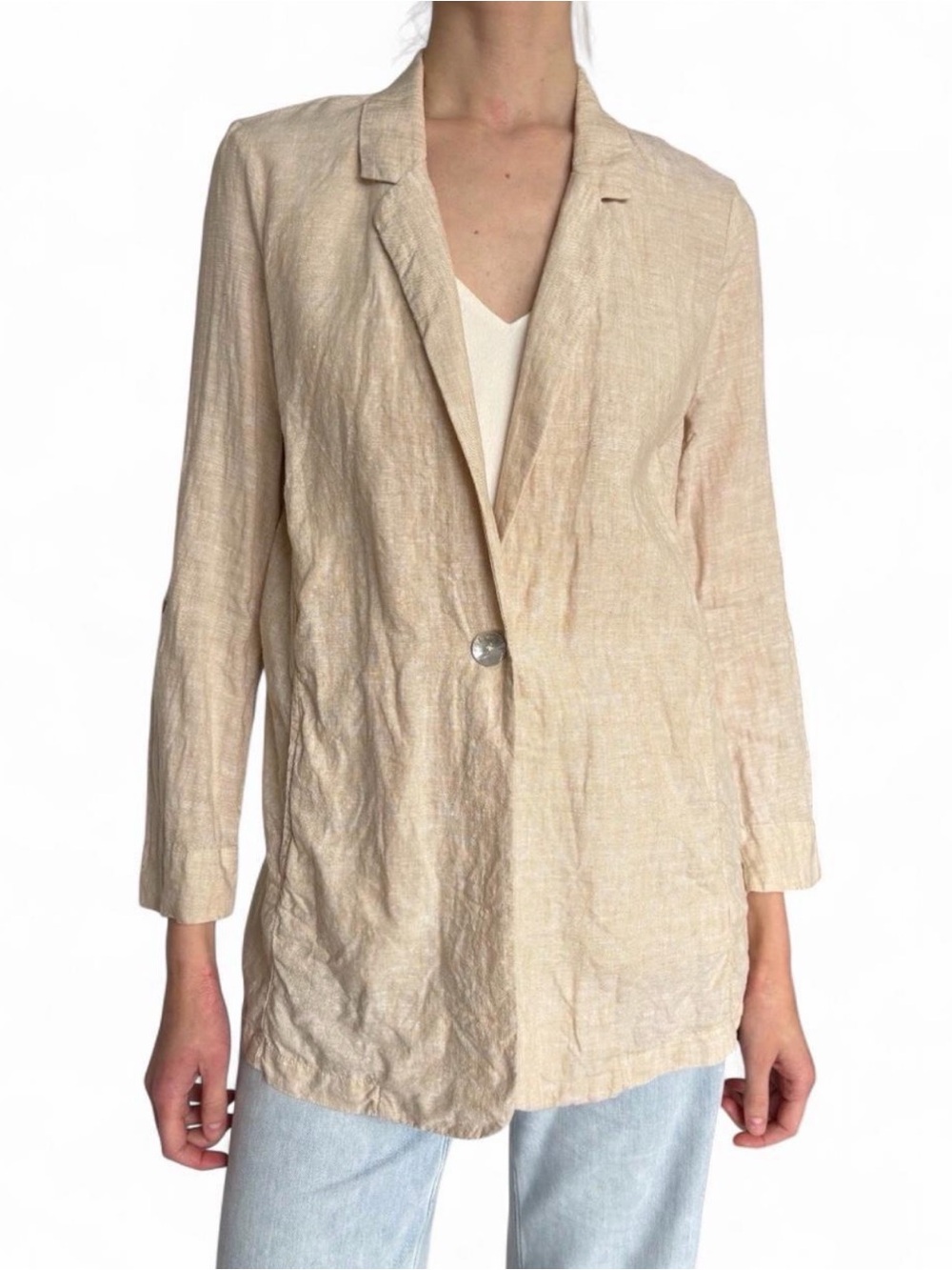 CHRISTIAN SIRIANO 100% LINEN BLAZER WOMEN SIZE L